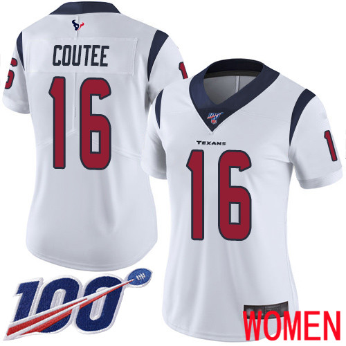 Houston Texans Limited White Women Keke Coutee Road Jersey NFL Football #16 100th Season Vapor Untouchable